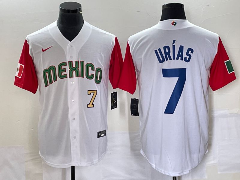 Men 2023 World Cub Mexico #7 Urias White blue Nike MLB Jersey4->more jerseys->MLB Jersey